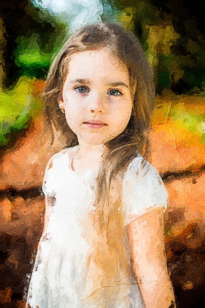 Personalized child portrait from photo, custom portrait for gift. Stylized personal oil portrait for grandparents, mothers and fathers Day image 7