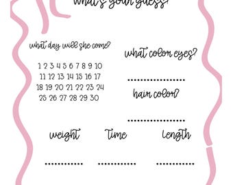 Baby shower game for baby girl