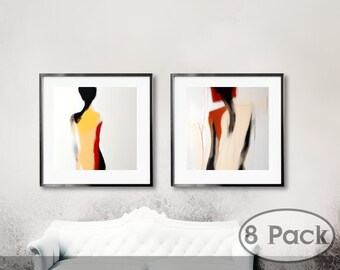 minimalist ai woman wall art gift for her female portrait for living room female abstract oil painting for bedroom female print gift.  Vol 1