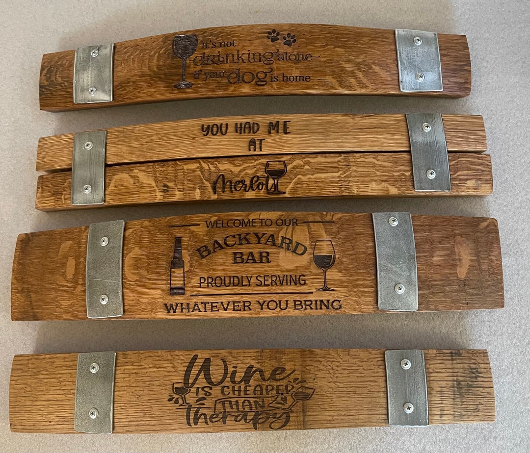 Wine Barrel Staves Bar Rustic Custom Wine Barrel Signs Laser Etsy