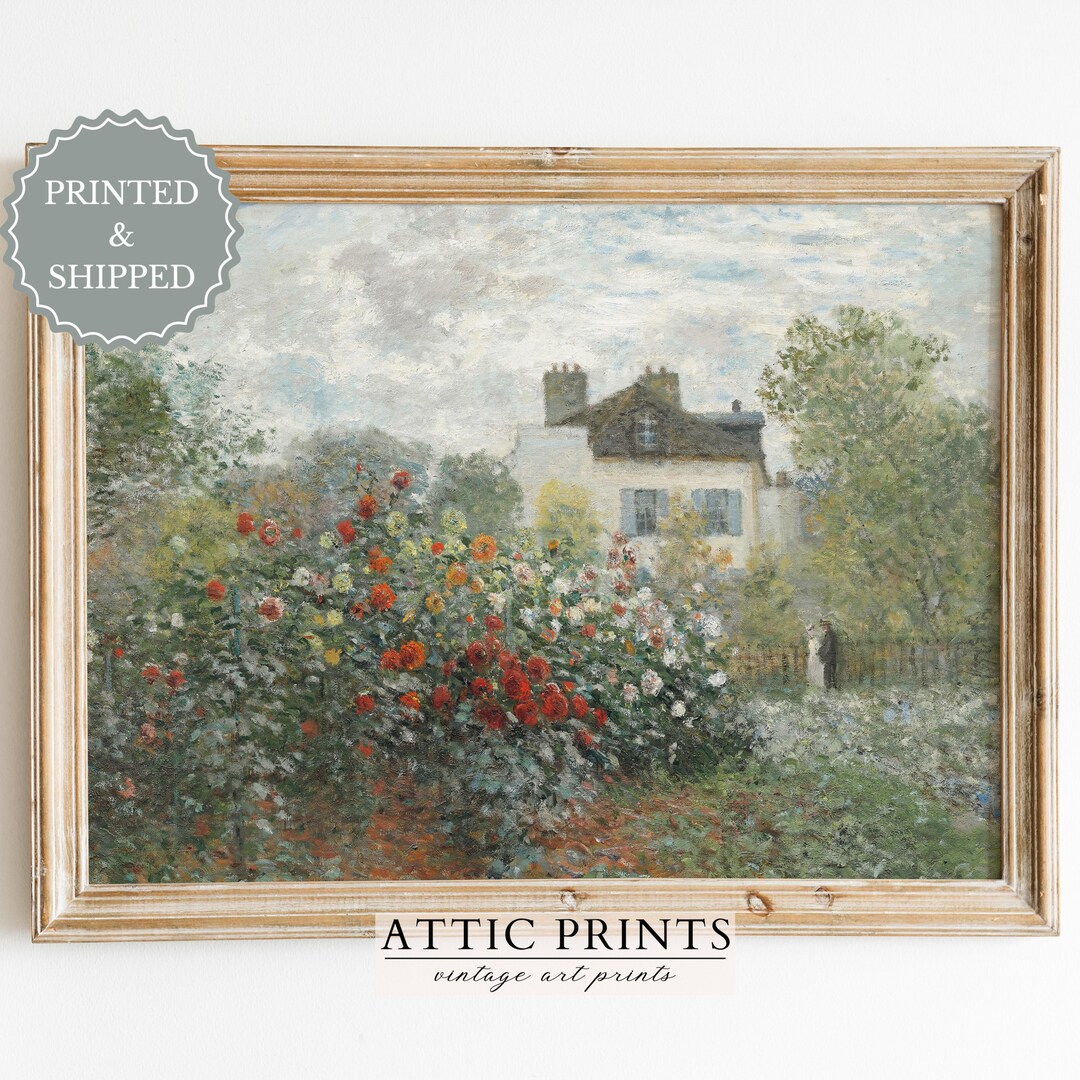 Cottage Rose Garden Painting Vintage Art Print Cottagecore Decor ...