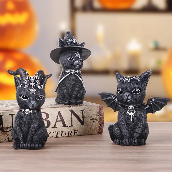 Figurines de magicien ornement de chat magique noir