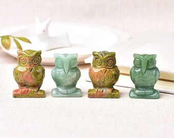 Natural stone carved owl 1pc