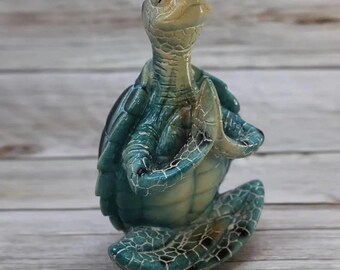 Meditating Sea turtle figurine in sitting lotus position