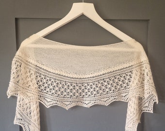 Everdeen - hand knit beaded lace shawl