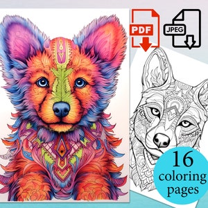 Dogs Mandala Coloring Book Adults Kids activity pages Coloriage sheets Instant Download Printable PDF JPEG