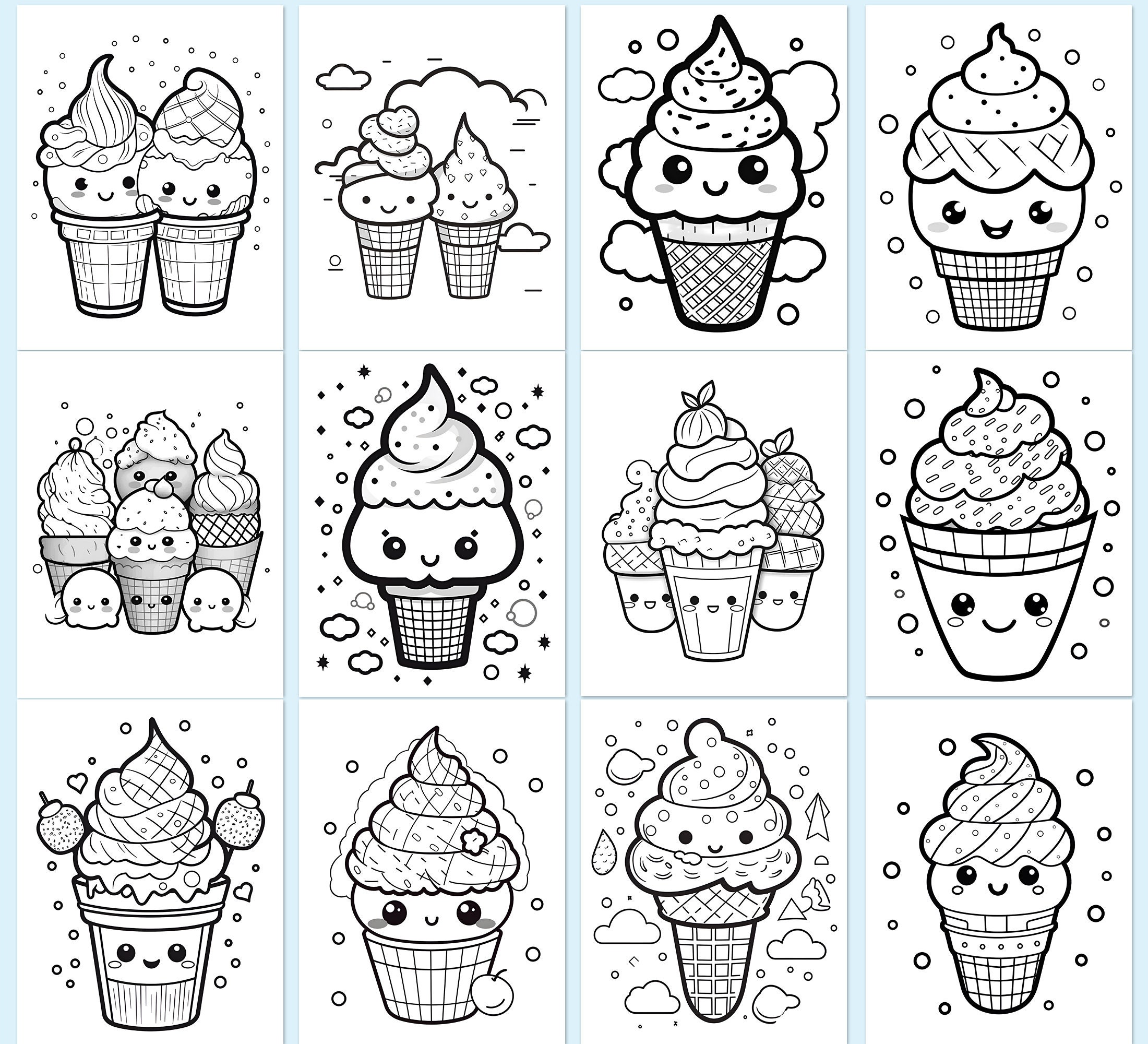 ArtCreativity Ice Cream Coloring Books for Kids, Set of 12, 5 x 7