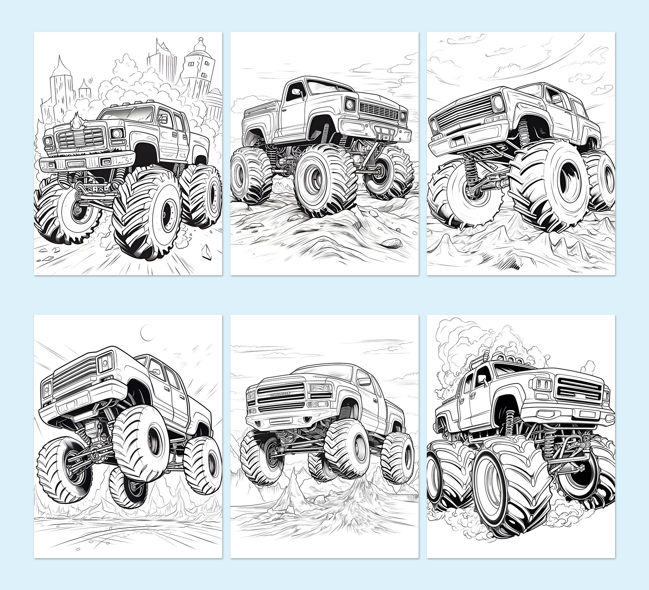 Monster Truck Coloring Book Adults Activities Kids Activity Coloriage ...