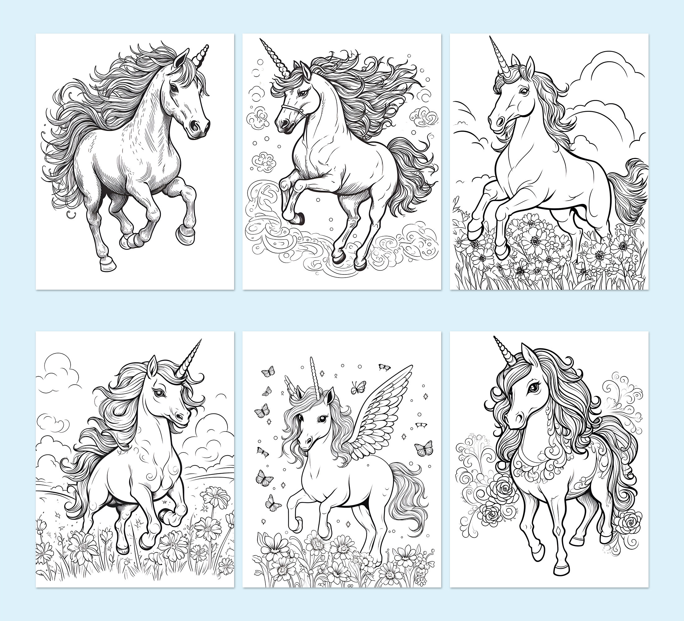 Unicorn Coloring Book Fantasy Coloriage Pages Adults Kids Instant ...
