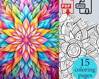 Mandala Coloring Book Adults Kids Instant Download Printable PDF JPEG ...