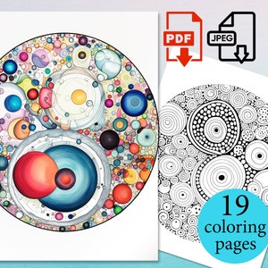 Adult Digital Coloring Pages circle in Circle Kids Book circle in round Kids activity sheets Instant Download gift Printable PDF JPEG