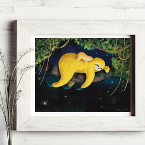 Sleepy Mama and Baby Sloth Print