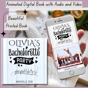 Custom Bachelorette Memory Book–Digital and Printed Album | Bride and Party Attendees Gift-Itinerary, Photos, Videos, Texts & Social Media