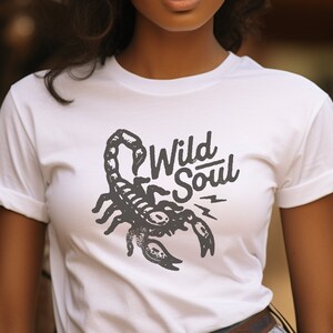 Wild Soul T-Shirt, Country, Scorpion Shirt, Wild West, Southern, Western Theme Tee, Desert, Vintage, Retro, Faded, Unisex, Women, Men