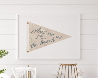 Meet Me at the Beach Art Print, Beach Decor, Coastal Decor, Coastal Wall Art, Beach House Decor, Surf Decor, Surf Nursery