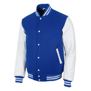 Unisex Varsity Jacket Baseball Letterman Jackets Wool Body Genuine Leather Sleeves Bomber College American Style Jacket