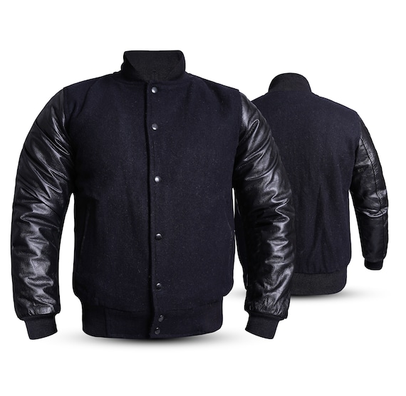 Unisex Varsity Jacket Baseball Letterman Jackets Wool Body Genuine Leather Sleeves Bomber College American Style Jacket Etsy