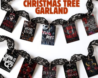 Bookish Christmas Tree Garland Decoration, Custom Mini Book Ornaments
