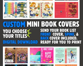 You Pick CUSTOM Digital Download Printable Mini Book Covers x 50
