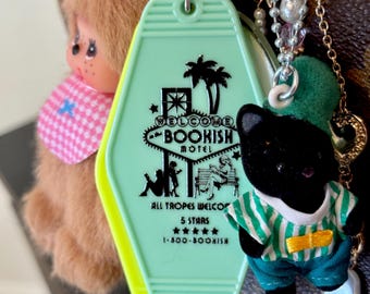 Vintage Book Motel Keychain, Bookish Bag Charm, Gift for Reader