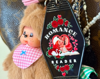 Vintage Book Motel Keychain, Romance Reader Bag Charm