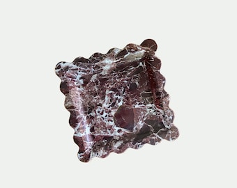 Vierkant dienblad met geschulpte rand, marmeren dienblad, travertijnblad, steendecor, handgemaakt decor, biologisch modern