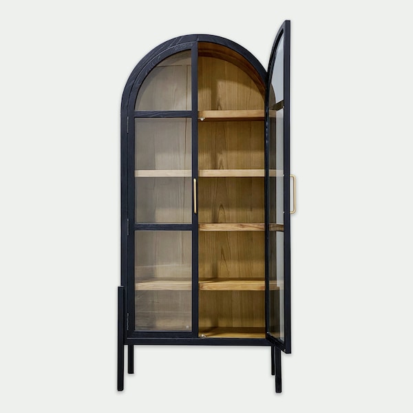 Emilia Arched Display Cabinet with Glass Doors, Tolle Cabinet, Scout Display, Arched Elegance Showcase, Curio Cabinet, Custom Made Cabinet