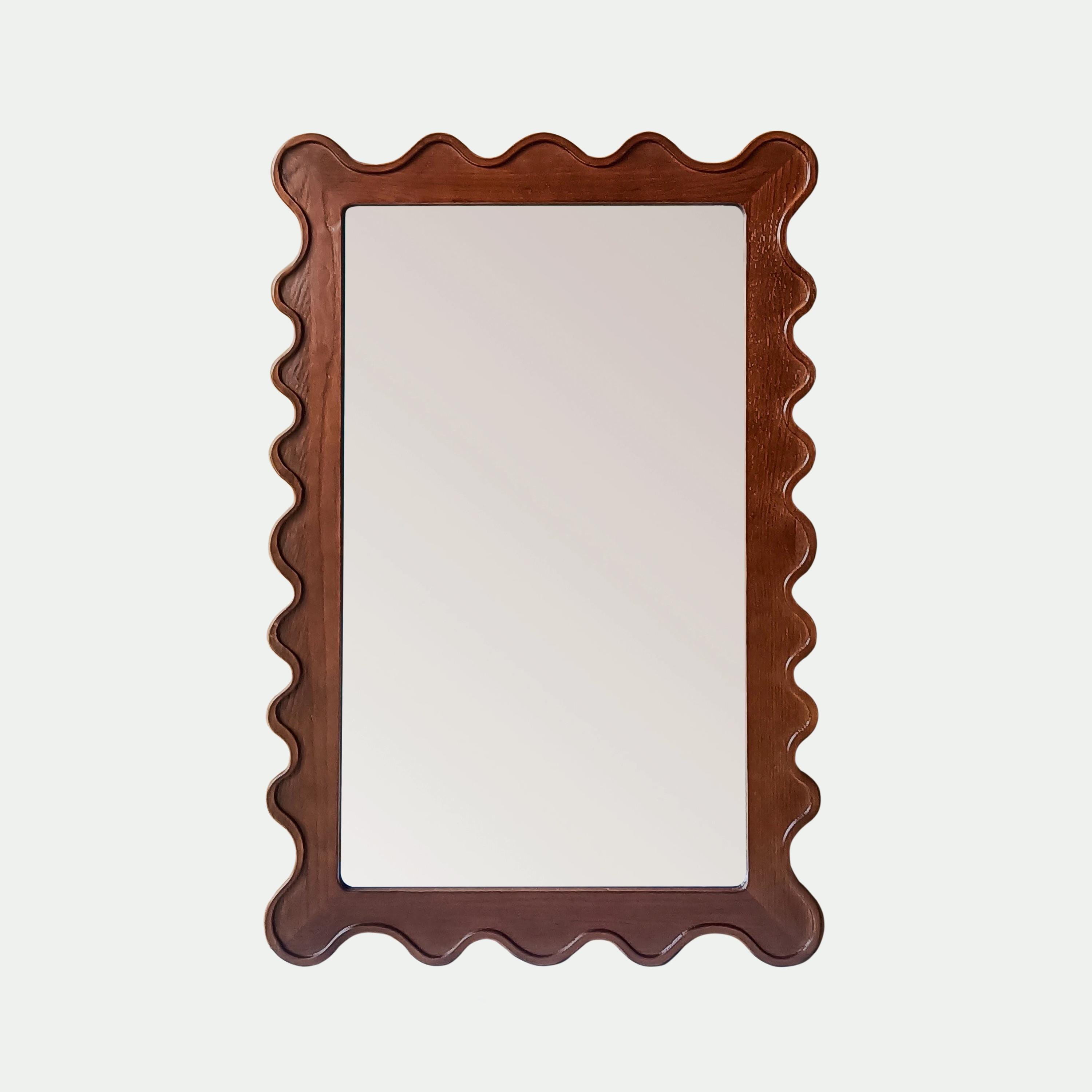 Savannah Scalloped Edge Rectangular Oak Mirror