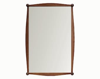Alice Rectangle Wall Mirror: Handcrafted Solid Oak, Walnut Finish (24x36)