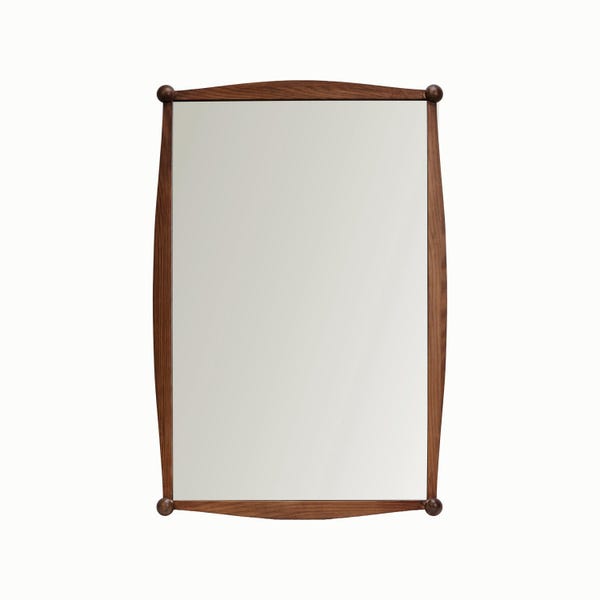 Alice Rectangle Wall Mirror: Handcrafted Solid Oak, Walnut Finish (24x36)