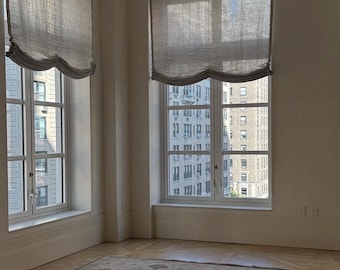 Custom Pure Linen Roman Shade: Relaxed Style Window Covering