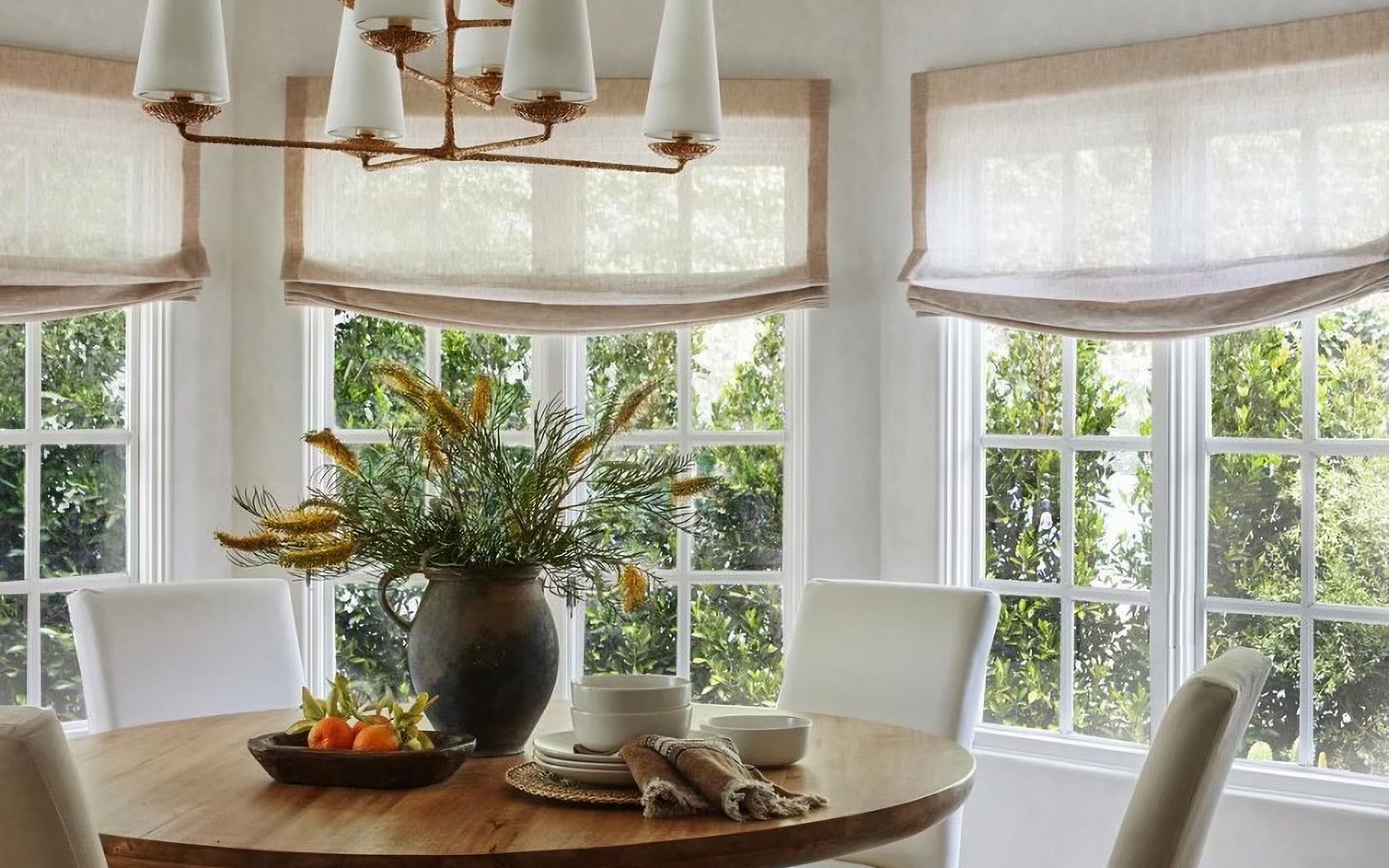 View of Dining Room Roman Shades