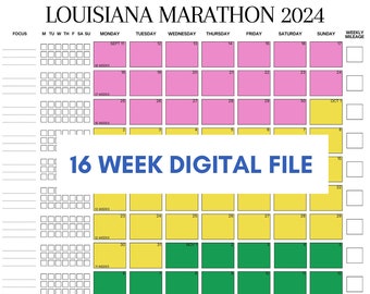 PDF File 16 Week Marathon Training Tracker, Customizable