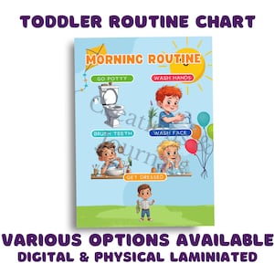 Toddler Routine Chart – Morning Schedule for Kids | Boy | Printable Visual Chart | Digital Download and Laminated Option Available