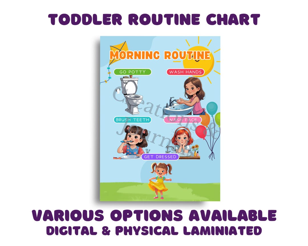 Toddler Routine Chart: Girl's Visual Morning Schedule (digital Download ...