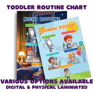 Toddler Routine Chart – Morning & Evening Schedule for Kids | Boy | Printable Visual Chart | Digital Download | Options Available