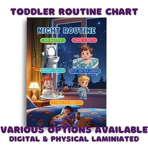 Toddler Routine Chart – Evening Schedule for Kids | Boy | Printable Visual Chart | Digital Download and Laminated Option Available