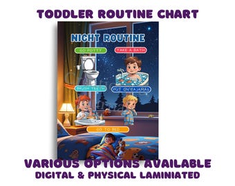 Toddler Evening Routine Chart: Visual Schedule for Boys (Digital Download, Printable PDF)