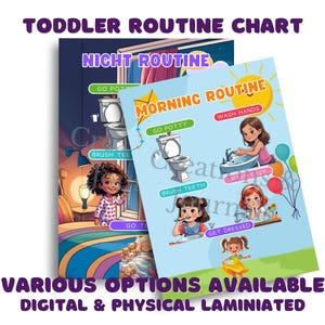 Toddler Routine Chart – Morning & Evening Schedule for Kids | Girl | Printable Visual Chart | Digital Download | Options Available