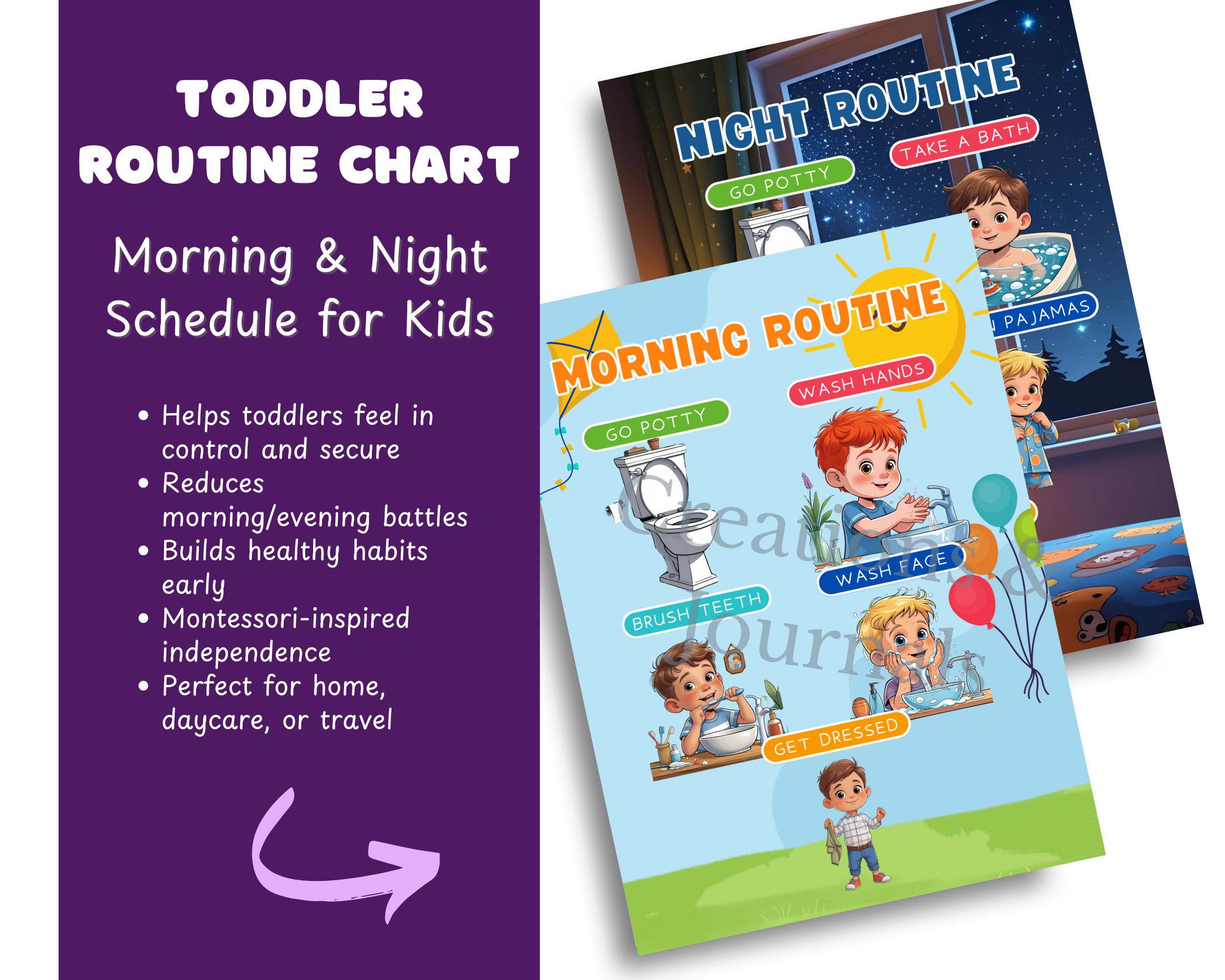 Evening Boy Routine Chart Toddler Evening Routine Chart: Visual Schedule for Boys (digital ...