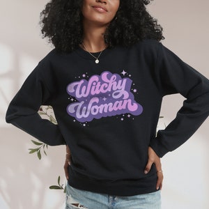 Halloween Sweatshirt Witch Sweater Witchy Woman Shirt Retro Halloween Celestial Boho Halloween Oversized Sweatshirt Pullover