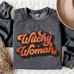 Halloween Sweatshirt Witch Sweater Witchy Woman Shirt Retro Halloween Celestial Boho Halloween Shirt