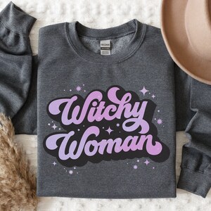 Halloween Sweatshirt Witch Sweater Witchy Woman Shirt Retro Halloween Celestial Boho Halloween Shirt