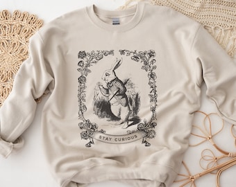 Alice in Wonderland Womens Sweatshirt Book Lover Gift for Her Shirt Teacher Sweater Librarian Tee Vintage Academia Aesthetic Long Sleeve