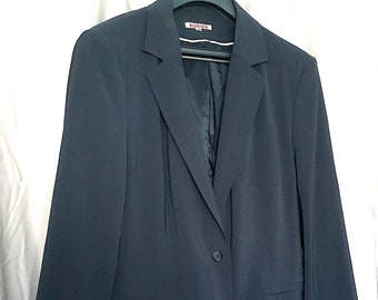 Rodier Paris Navy Blue Vintage 1980 Tailored Blazer Size 48 Made in France/ Rodier Blazer Veste Tailleur Bleue Marine Haute Couture 1980 T48