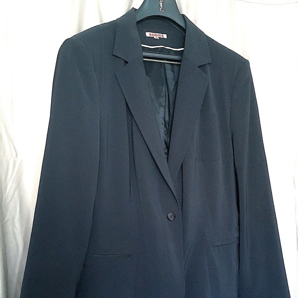 Rodier Paris Navy Blue Vintage 1980 Tailored Blazer Size 48 Made in France/ Rodier Blazer Veste Tailleur Bleue Marine Haute Couture 1980 T48