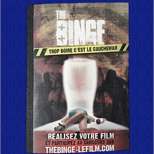 Libreta promocional vintage "The Binge" - Cartón reciclado, campaña de concienciación del cine francés, década de 2000/ Libreta publicitaria de The Binge