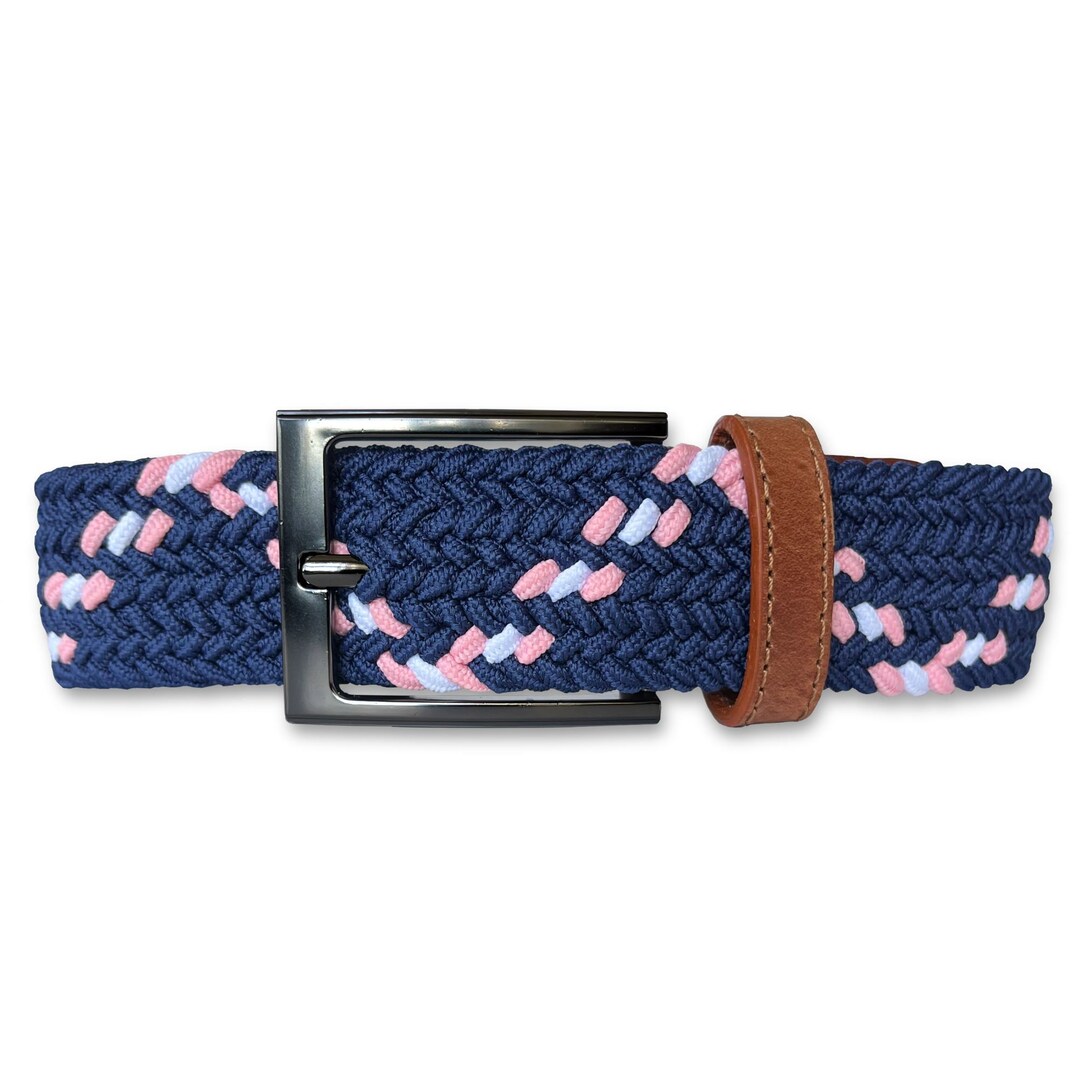 Braided Belt With Blue, Pink and White Colorful Acents and Genuine ...