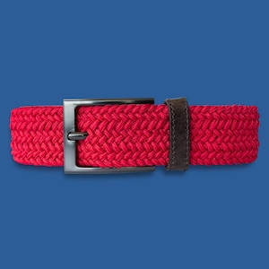 Red Belt Braided with Genuine Leather details, HandCrafted, Elegant Stylish Unique Design, Gift for Men, Golf Belt - Knute