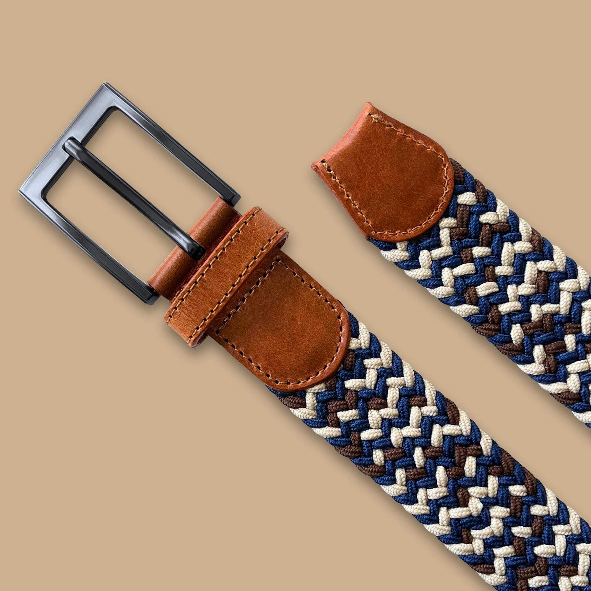 2 Pack Braided Stretch Belt Elastic Woven Fabric Gold Buckle Always Fit Women main image 2